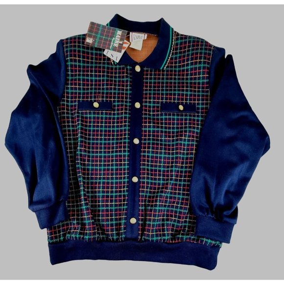 Cricket Lane Women's Vintage Pullover Plaid Knit Jacket size Large NWT .. JH1285 - Picture 1 of 4